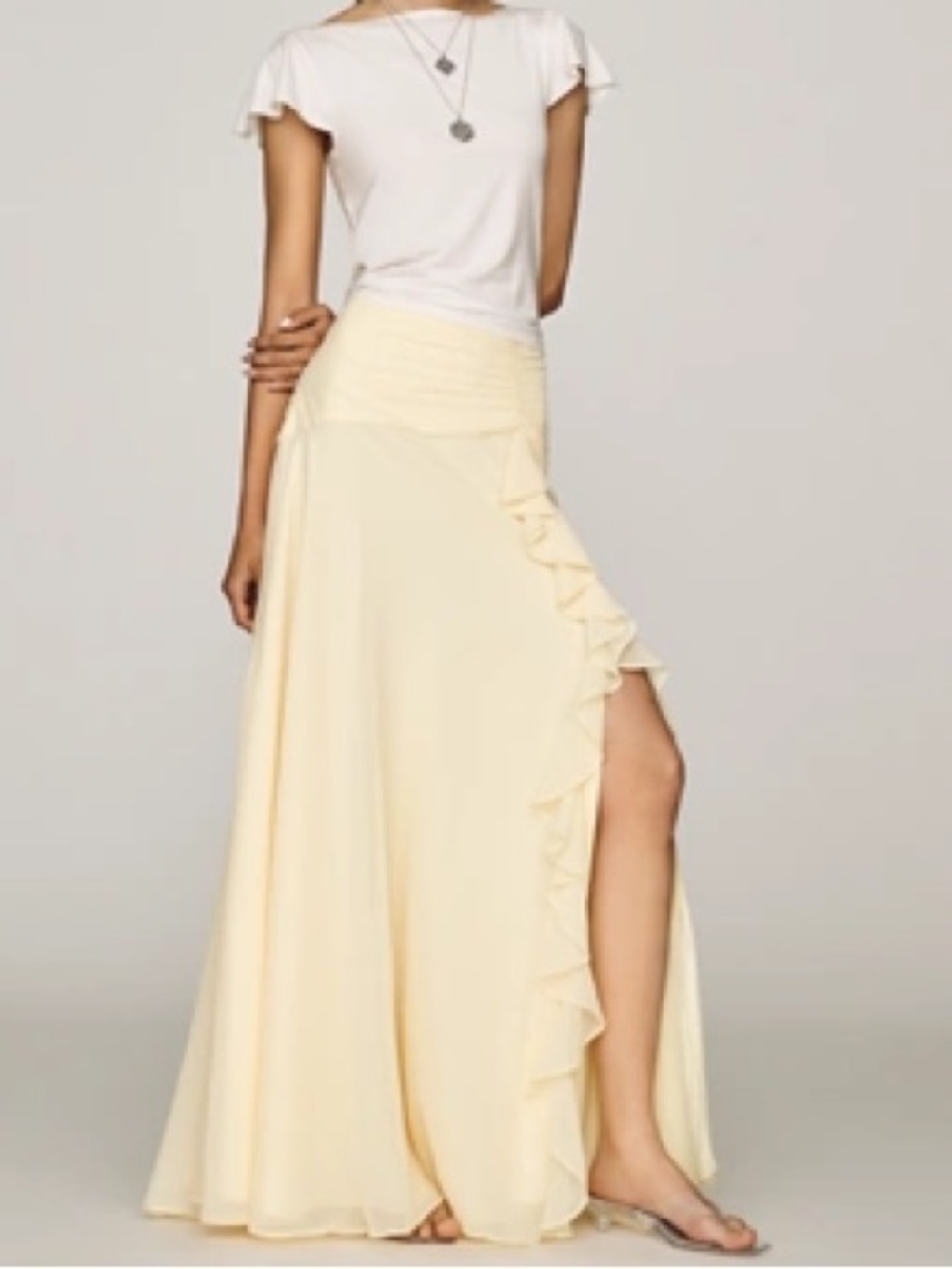 By Anthropologie Lara ruffle skirt in butter yellow